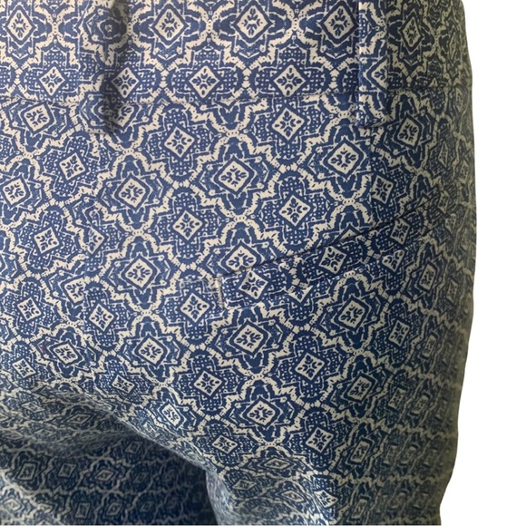 PURE COLLECTION Geo Print Cotton Capri Pants Blue and White - Picture 14 of 16